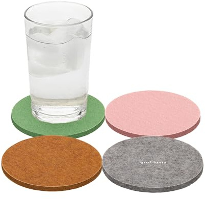 Graf Lantz - Bierfilzl Merino Wool Round Coasters Set of 4 - Chic (4 Circles) - Absorbs 30% of Weight - German Wool - Heat Resistant, Sustainable, & Reusable - Home Decor & Coffee Table Decor