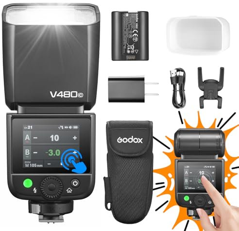 Godox V480C V480-C Flash pour Appareil Photo Camera Flash Speedlite 7.2 V/2200mAh TTL GN50 650 Flashs à Pleine Puissance pour Canon R6 R10 R7 R100 EOS-R R5 Mark II R6 RP R8 M50 600D 90D 700D 750D