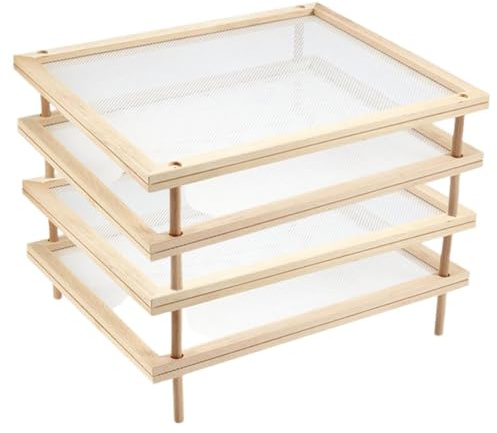 Secador de pasta y hierbas 24,5 x 39 cm, apilable de madera para pasta casera, secador de hierbas para hierbas, y frutas, colador ventilado para la cocina, naturaleza