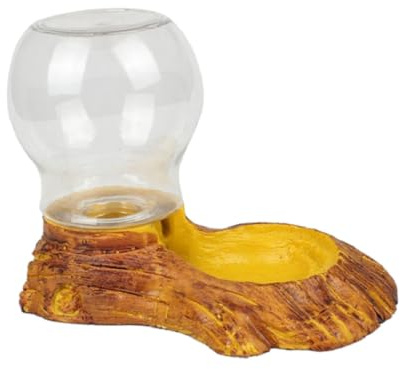 SWETRACE Automatic Reptile Water Feeder, Resin Wood Grain Drinking Fountain | Tasteless Resin Material with Smooth Surface and Resistant Coating, Easy to Clean Design