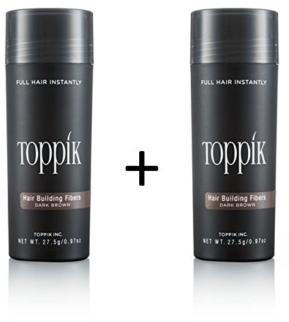 2 x TOPPIK 27,5 g. - Haarverdichter Streuhaar Schütthaar Hair Fibers Microhairs - Sparangebot!, Farbton:Dunkelbraun (Dark Brown)