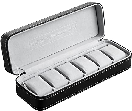 OSVINO Porta Orologi da Viaggio Scatola Orologi con 6 Posti Custodia per Orologi in Pelle PU con Cerniera Fodera in Velluto