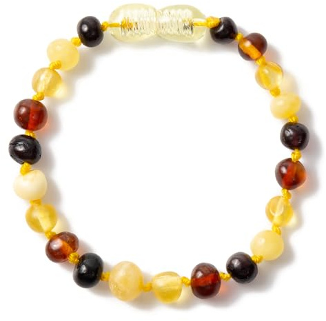 Armband/Ankelband av baltisk bärnsten - 18cm - Multicolor - Knutna mellan pärlor