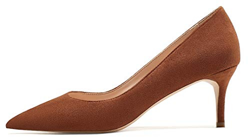 EDEFS - Femme Escarpins - Kitten-Heel Chaussures - Talon Petite 6.5CM Soirée Escarpins - Marron 43