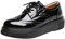 PPXID Damen Halbschuhe Schwarz Schnürschuhe Lack Brogues Keilabsatz 4.5CM Sneaker,Herstellergröße 39,Schwarz,38 EU