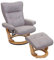 MCA Relaxsessel Montreal, Fernsehsessel Hocker, Stoff/Textil 130kg belastbar - hellgrau, naturbraun
