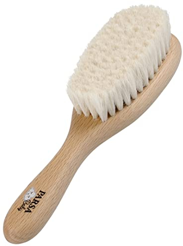 PARSA Beauty Baby Haarpflegebürste mit Ziegenhaar – Baby Haarbürste aus FSC®-Zertifizierten Buchenholz – Babybürste für die Pflege von feinem Babyhaar – Baby bürste