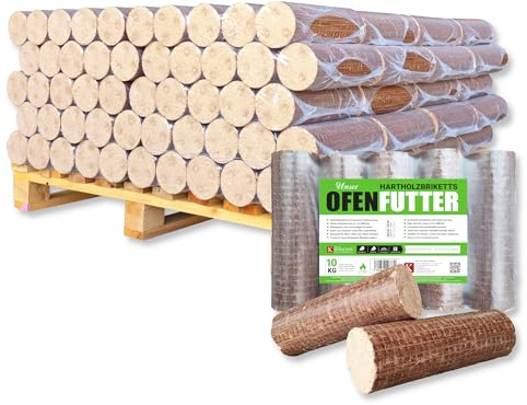 600kg Palette 60x10kg Nestro Hartholzbriketts Buche oder/oder Eiche Brenn Kamin Ofen Heiz Holz Gluthalter Brennholz Premium Öko Holzbriketts | Energie Kienbacher