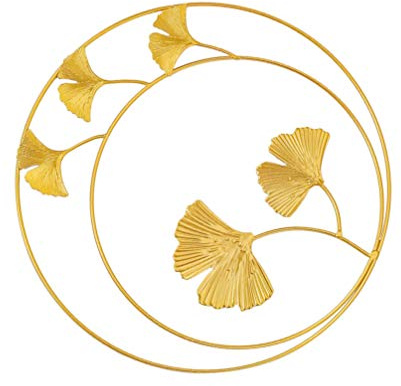 BESPORTBLE Ginkgo Blatt Kunst Hängen Ornament Gold Wanddeko Metall 3D WandskulpturenGold Ginkgo Biloba Hängen Ornament, 1Pc, 11. 02Inch