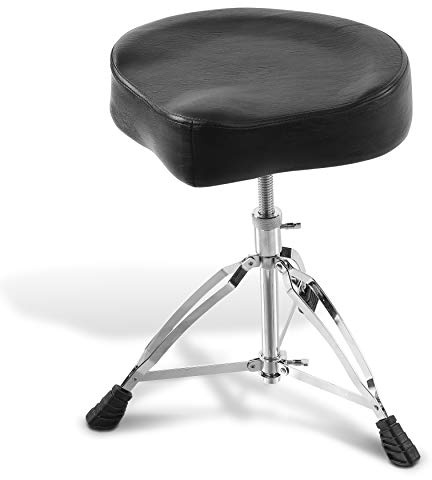 Pyle Adjustable Drum Stool - Portable Drum Guitar Instrument Seat with Double-braced Legs, Soft Padded Cushion Seat, Height Adjustable