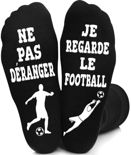 Chaussettes Humour Homme NE PAS DÉRANGER JE REGARDE LE FOOT, Chausettes Drôle 43-46 Hiver en Coton, Chaussette Rigolote Homme Fantaisie Idée Cadeau Rigolo Homme Ado Anniversaire Fête des Peres