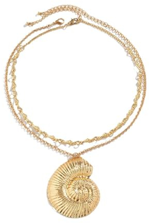 LHJHZDJC Halsketten für Frauen Mode Übertriebene Große Muschelform Anhänger Halskette Punk Muschel Kette Choker Frauen Ästhetisches Design Party Schmuck Schmuck Geschenke