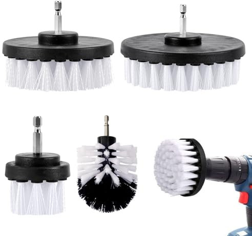 Ciusdkler 4 Pièces Brosse Nettoyage Perceuse Set 2''/ 3.5''/ 4''/ 5'' - Blanc pour Baignoires, Éviers de Salle de Bain, Éviers de Cuisine, Murs de Cuisine