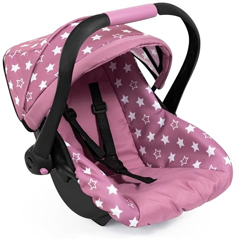 Bayer Design 67976AB siège d'auto de poupée avec Pare-Soleil et Ceinture de sécurité, Accessoire pour Poupon jusqu'à 46cm, à partir de 3 Ans