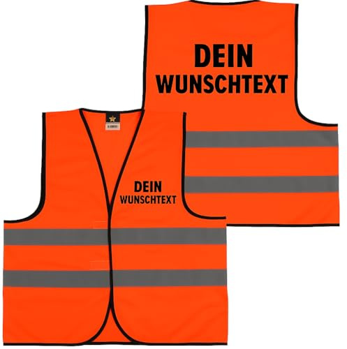 Personalisierte Warnweste mit Wunschtext - Für Sicherheit oder Partymeile - Individuell bedruckbar Farbe orange, Größe 5XL/6XL