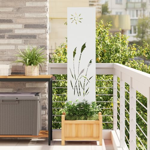Gecheer Garten dekoratives Panel Weiß 32 x 140 cm Kaltgewalzter Stahl, Sichtschutz Metall Sichtschutzelemente für Grundstücksgrenze Hof Vorgarten876204