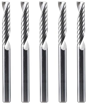 SpeTool 5 Stück Alu Fräser 4 mm (1/6) Schaft CNC Holz VHM 22mm Schnittlänge Schaftfräser für Aluminium und Kunststoff