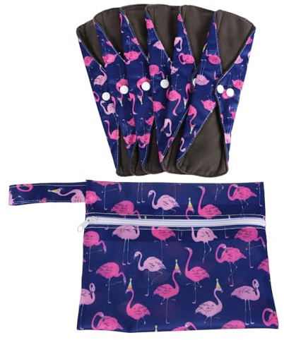 VERDANVERSE Toallas Menstruales Reutilizables Set de 1 de Bambú con Diseño Animal y Bolsa Absorción Fuerte Prueba de Fugas para Mujeres y Niñas