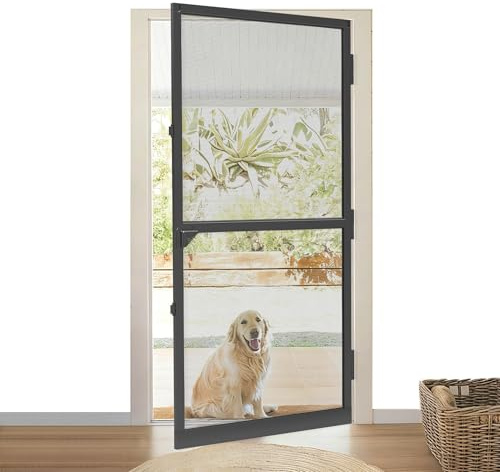LZQ Moustiquaire professionnelle pour porte avec cadre en aluminium 120 x 240 cm - En tissu de fibre de verre - Découpable soi-même - Noir
