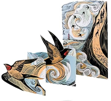 Angela Harding Concertina 3D Greeting Card with Envelope (Cornish Swallows)