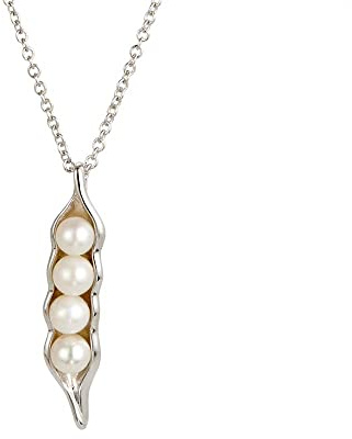 Women's Four Peas in a Pod Sterling Silver Necklace, 16 chain - Pea Pod Pearl Necklace - Pearl Jewelry - Gift for Mom - Gifts for Mom