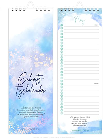 Geburtstagskalender immerwährend mit Geburtstagsgrüßen CreativeRobin