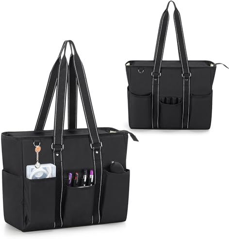 Damero Tragetasche für Krankenschwestern mit gepolstertem Laptopfach, Pflegetasche mit mehreren Taschen für die Arbeit, die häusliche Krankenpflege,Schwarz