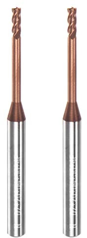 sourcing map 2pcs Square Nose End Mill 4mm Shank 2mm x 20mm AlTiSin Coated Solid Carbide Long Reach Extended Neck 4 Flutes CNC Router Bit Milling Cutter for Stainless Steel Hardened Steel