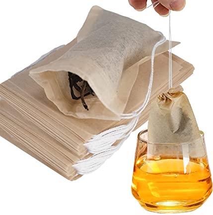 100 Pcs Sacchetti di Tè Vuoti per Tè Sfuso Bustine the Vuote Bustina di Tè in Tessuto Non Tessuto Filtri Te Usa e Getta Bustine di Tè Usa e Getta con Coulisse per Fiori di Tè, Spezie, Caffè