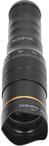 Lente de la Cámara del Teléfono, Lente del Objetivo del Ocular 32X Lente de Zoom de Doble Ajuste, Clip Portátil en la Lente del Telescopio del Teléfono Móvil HD para Video