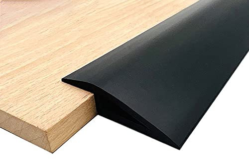 Rubber Threshold Ramp, Self Adhesive Door Floor Transition Strip, Flooring Threshold Ramp Reducer, Door Strip Trim Bar for Carpet Threshold Transition (Black, 1M)