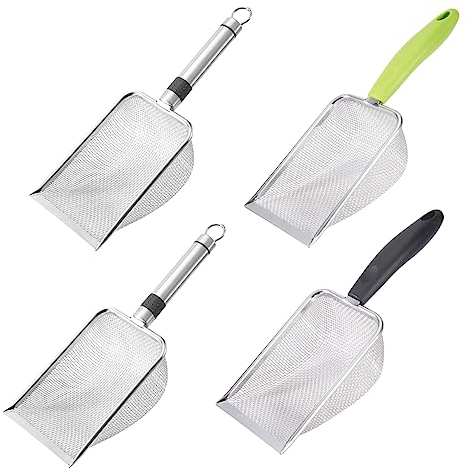SUMHEN 4 x Reptilienschaufel, Streuschaufel, Eckschaufel, Reptiliensand, feines Netz, Katzenschaufel, Bartdrache, Sandschaufel, Haustierkotschaufel (4 Schaufeln)