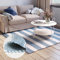 MY-RUG Chindi Fleckerlteppich 80 x 150 cm - Hellblau Weiß gestreift, handgewebt, recycelte Baumwolle als Flickenteppich und Wendeteppich, moderner Kelim Teppich Aarav, Webteppich