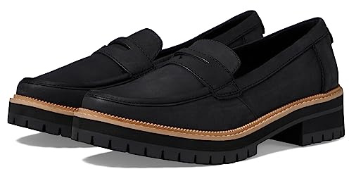 TOMS Women's Cara Slip-On Loafer, Black/Black Leather, 7.5