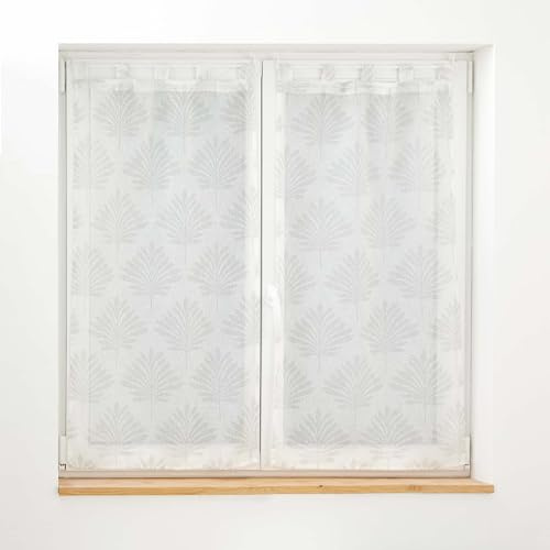 Douceur d'Intérieur, coppia di tende con passanti (2 x 60 x 160 cm) Levita, bianco, tulle operato applicato