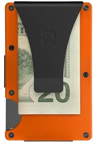 The Ridge Wallet for Men - Slim Minimalist Compact Wallet and Card Holder, RFID Protected Front Pocket Wallets for Men with Integrated Money Clip (Basecamp Orange)