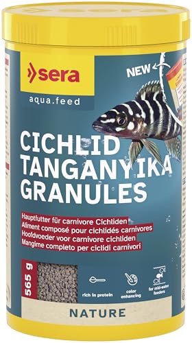 sera cichlid tanganyika granules 1 L (565 g) | mangime completo in granuli per piccoli Ciclidi carnivori 1.000 ml | senza coloranti e conservanti