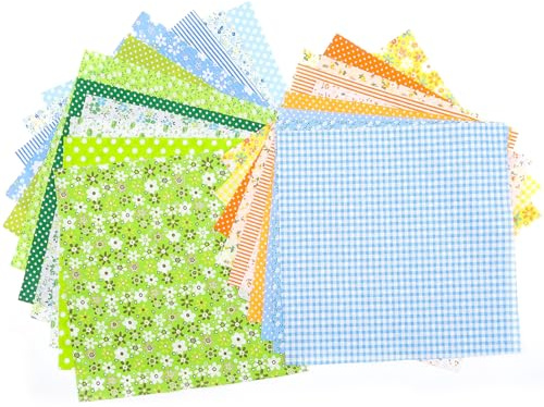 KINHARD Baumwollstoff, 21 Stück Stoffreste zum Nähen, Baumwolle Patchwork Stoffe Paket, 25 x 25 cm Stoffpaket Baumwolle, für Tischdecken, Kissenbezüge, Geldbörsen