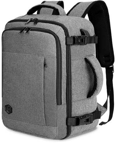 VANKEV 40x30x20 Ryanair EasyJet Eurowings Wizz Air Sac à Dos Voyage Cabine Avion 24L Bagage Cabine Bagage à Main Pour Ordinateur Portable 15.6 Pouces GRIS