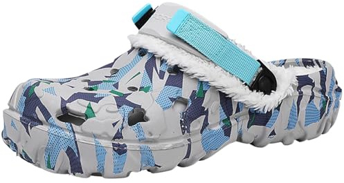 FRTUBOP Sabots Mixte Adulte Fourrées Hiver Sabots de Jardinage Homme Chaud Fourrure Pantoufles Femmes Lined Clogs Chaud Chaussons de Maison Imperméables Chaussures de Jardin Intérieur et Extérieur