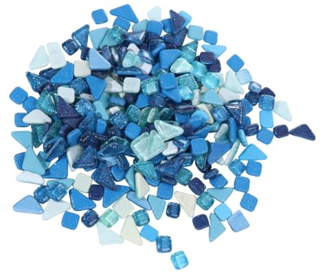 KOCKSHION Piedras de Cristal Irregulares Brillantes para Mosaico DIY Azul Resistentes Humedad y Calor Decoración Artesanal