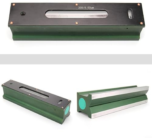 Livella a bolla d'aria in metallo con risoluzione 100 mm e 002 mm, con base a V e copertura in legno, per debug e misurazioni industriali (200 mm)