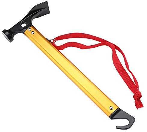 VGEBY Camping Hammer, Outdoor Camping Tent Peg Stake Puller Extractor Multi-Function Camping Tool (Color : Yellow)