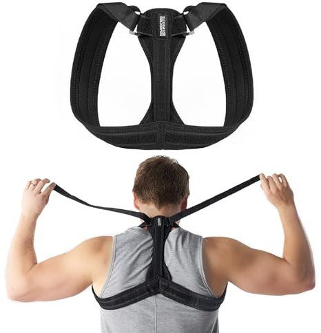 Modetro Sports Back Brace Posture Corrector – Large, Upper Back Support Posture Brace for Men and Women - Unisex, Shoulder and Spine Support for Physical Therapy – Black