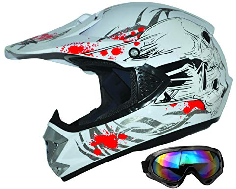 ATO Moto Kids Pro Kinderhelm in Weiß inklusive MX Motorrad Brille