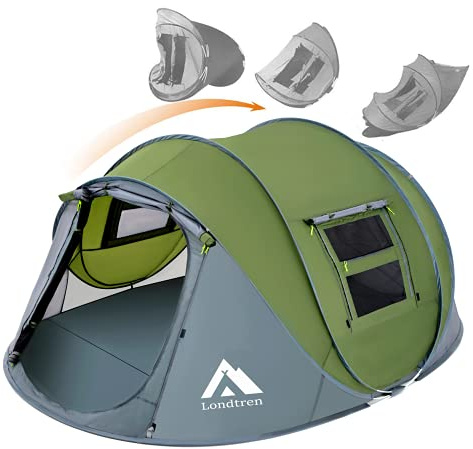 Big Green Easy Pop Up 4 Person Army Tent - Waterproof, Instant Setup, Military Design