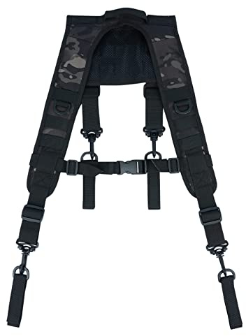 MELOTOUGH Harnais tactique d'extérieur en H avec bretelles de ceinture de service, bretelles pour homme pour la police et l'application de la loi (ceinture de combat non incluse), camouflage noir