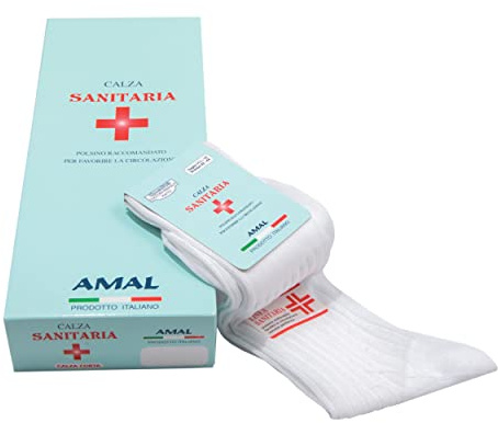 AMAL SOCKS 6 paia Calze Sanitarie corte in Cotone Filo di Scozia con Polsino alto a costina favorisce la circolazione a bassa compressione Prodotto Italiano