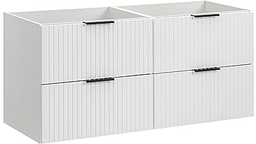 Adel Meuble de salle de bain double - Blanc - 120 cm - Avec lavabo à poser ou encastré - Meuble uniquement