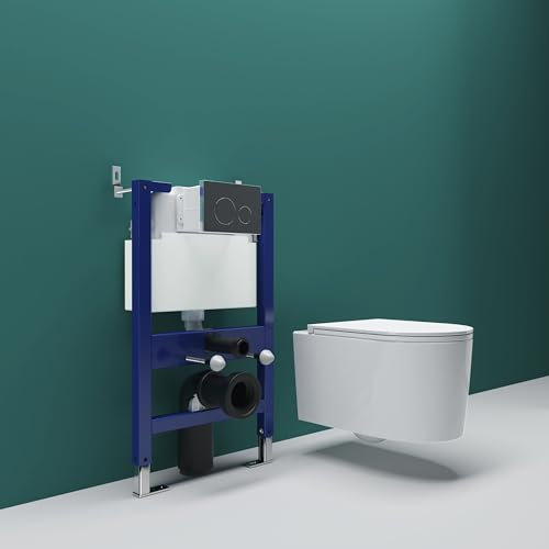 SKY Bathroom 0.82M Low Height Concealed Frame and Rimless Wall Hung Toilet Set
